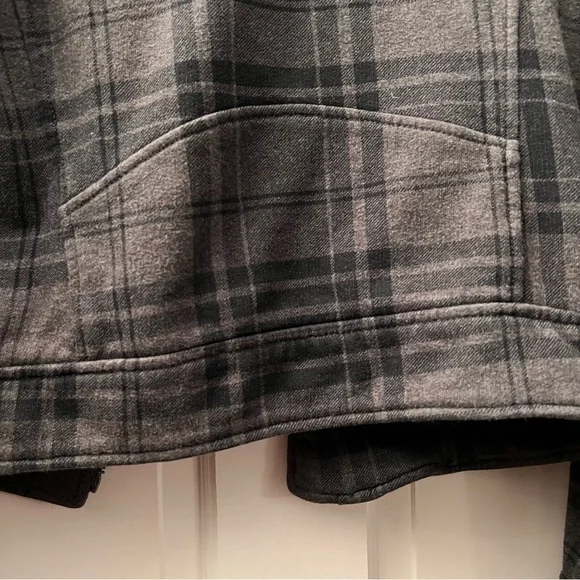 American Eagle Outfitters Grey Plaid Moto Style Zip up Jacket Small - Picture 10 of 10
